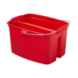 Red Plastic Double Bucket 19 Qt. Dual-Basin System & Includes A Built-in Bail Handle