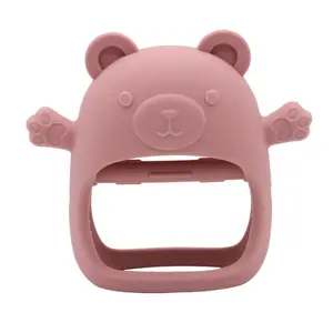 Cute Bear Design Baby Teether, Soft Silicone Teething Relief Toy, Anti-fall Baby Teether, Newborn Teething Toy, Baby Soothing Teether, Sensory Teether