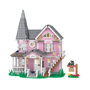 3D Pink Castle Building Block Set DIY Assembly Model Educational Toy Creative Home Decor Perfect Holiday Gift for Kids and Adults