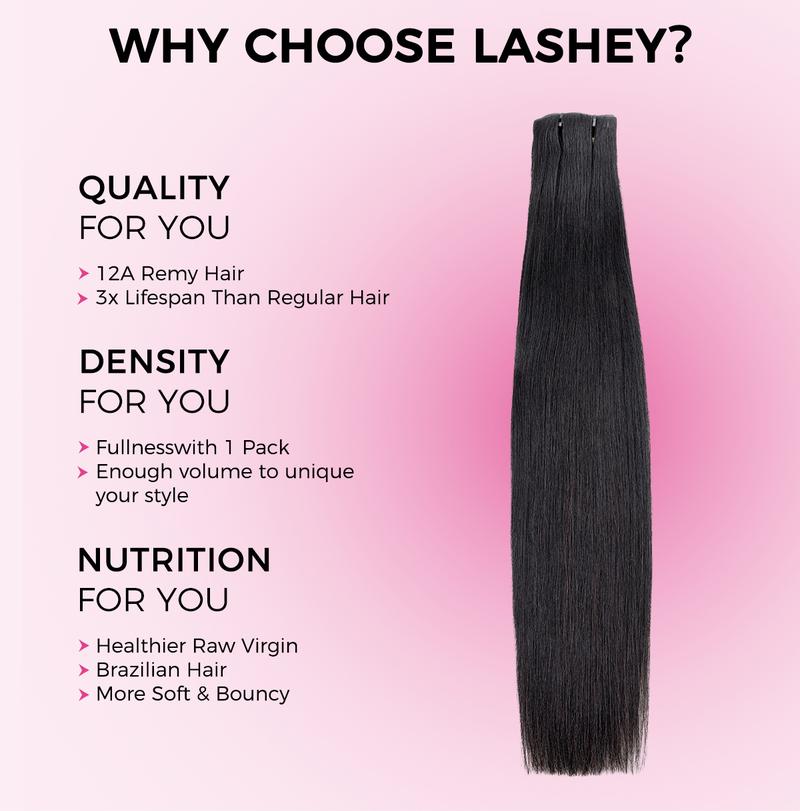 LASHEY 100% Virgin Human Hair Extensions | Seamless & Invisible Edge Clip-In | 14-24 Inch | Silky Straight, Body Wave, Kinky Straight, Kinky Curly  [valentines gifts]