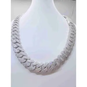 VVS Diamond Set Cuban Chain Necklace Hip Hop Style Ice Crystal Diamond 20mm 925 High Quality Miami Cuban Chain Necklace Fashion Shine Chilled Hip Hop Necklace Jewelry Star Shine Necklace