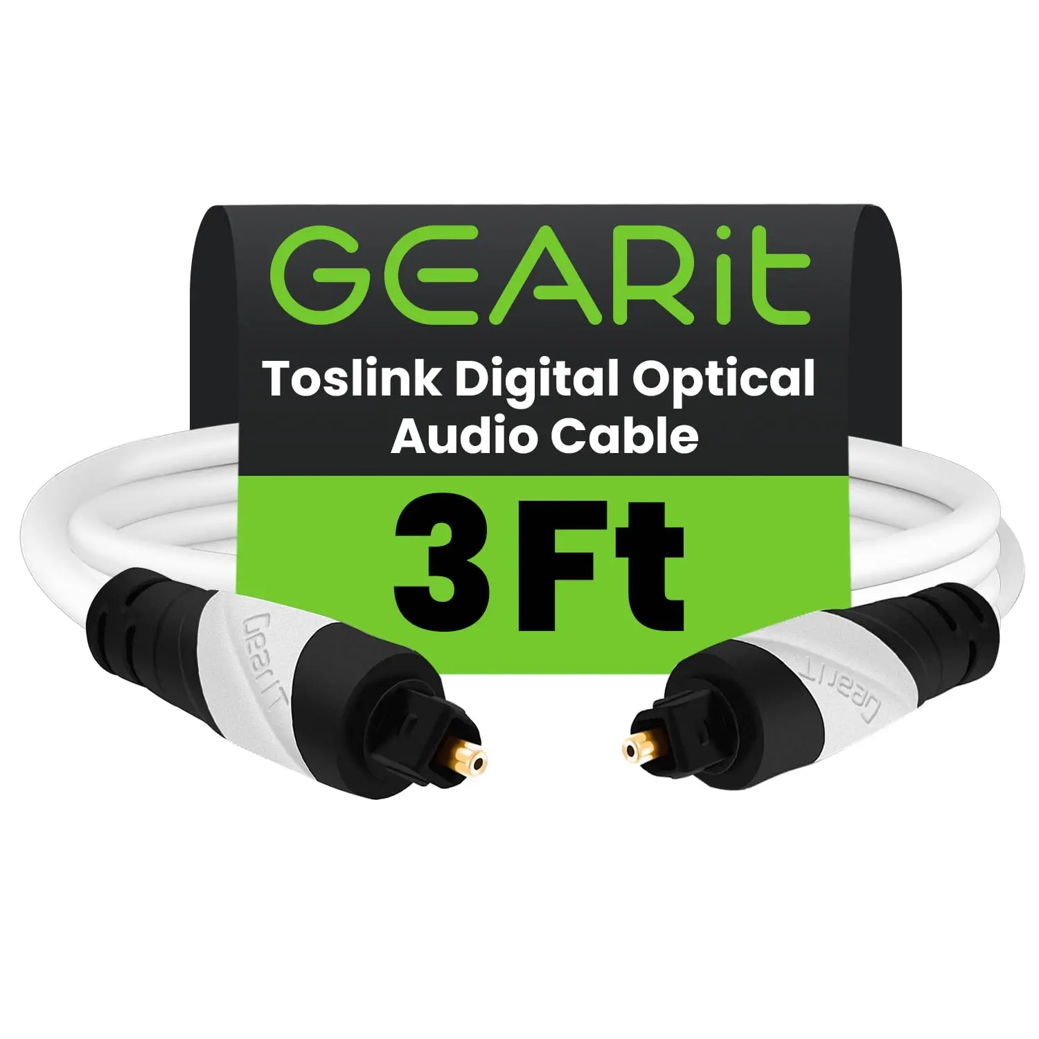 GearIt Pro Series Toslink Digital Optical Audio Cable - White, Oxygen-Free Copper, Durable Corrosion-Resistant Metal Connector, for Blu-Ray Players, Receivers, Stereo Electronics Accessories, 5.1 Compressed Audio Support, Lifetime Manufacturer Warranty