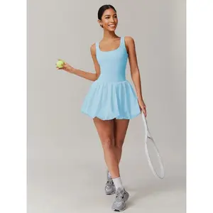 Women's Summer Sports Dress, Fitness Dress with Built-In Shorts and Bra, Twist Cut Tennis Skirt, Stylish Activewear for Women, Tennis Athletic Dress