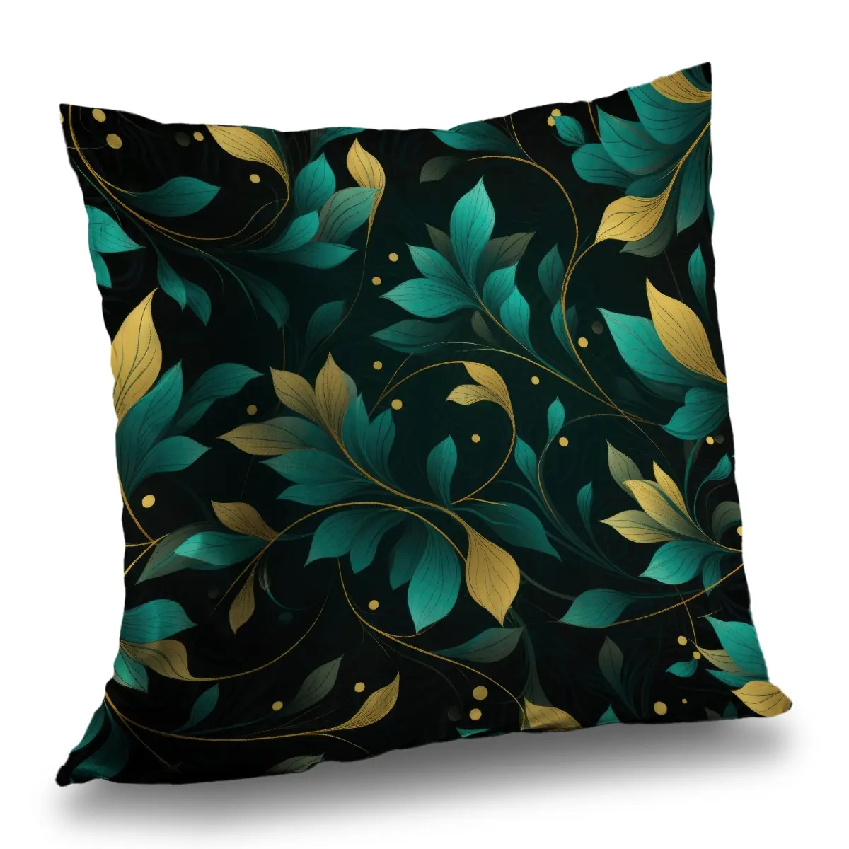 MWW C1PC1818PIVXBM 18x18 in. Gold Polyester Twill Throw Pillow, Twirling Twigs Design, Gold-Themed Standard Pillow for Home Decor, Gold-Themed Standard Pillows