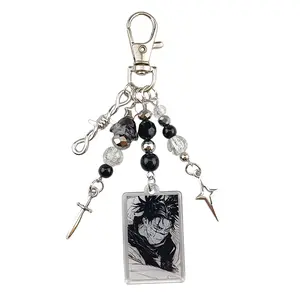 Anime Choso Keychains Spiral Star Cross Beaded Keyring Charms Aesthetic Handbag Pendant Key Pendant Christmas Cosplay Gift