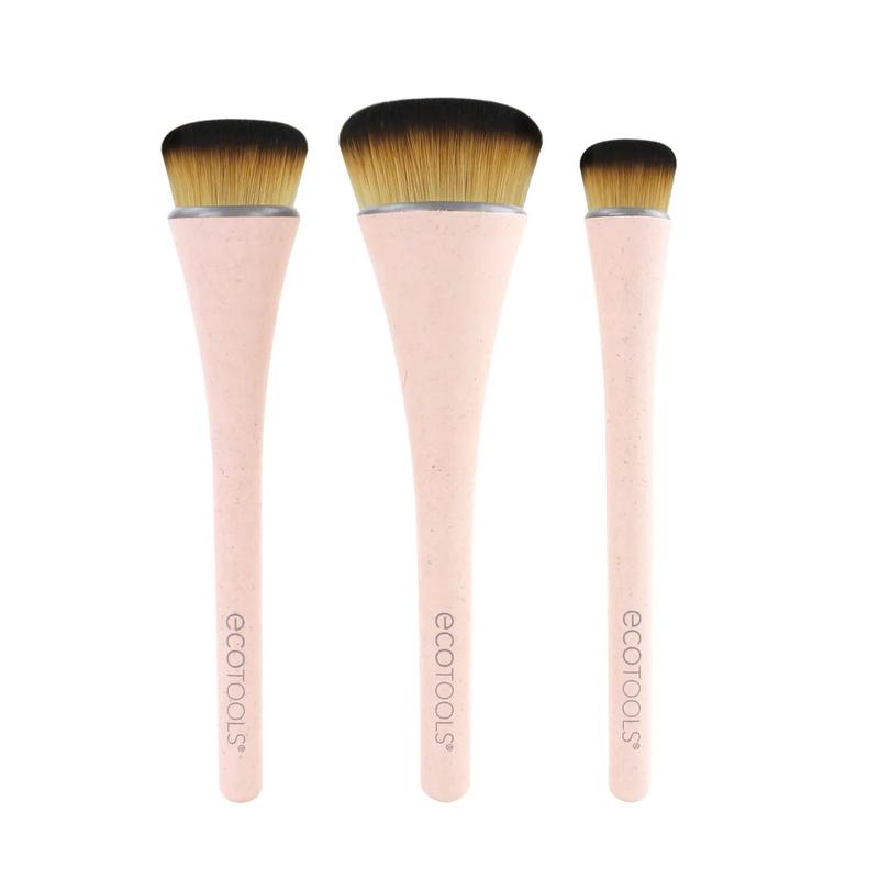 EcoTools 360 Ultimate Blend Makeup Brush Kit for Cream Liquid & Powder Foundation Blush & Bronzer Vegan Cruelty-Free 3 Piece Set for Flawless Application