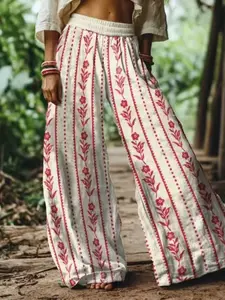 Women's Floral Print Casual Long Pants, Comfortable Breathable Fabric, Ideal for Vacation, Home, Daily Wear, Suitable for Spring Summer Fall