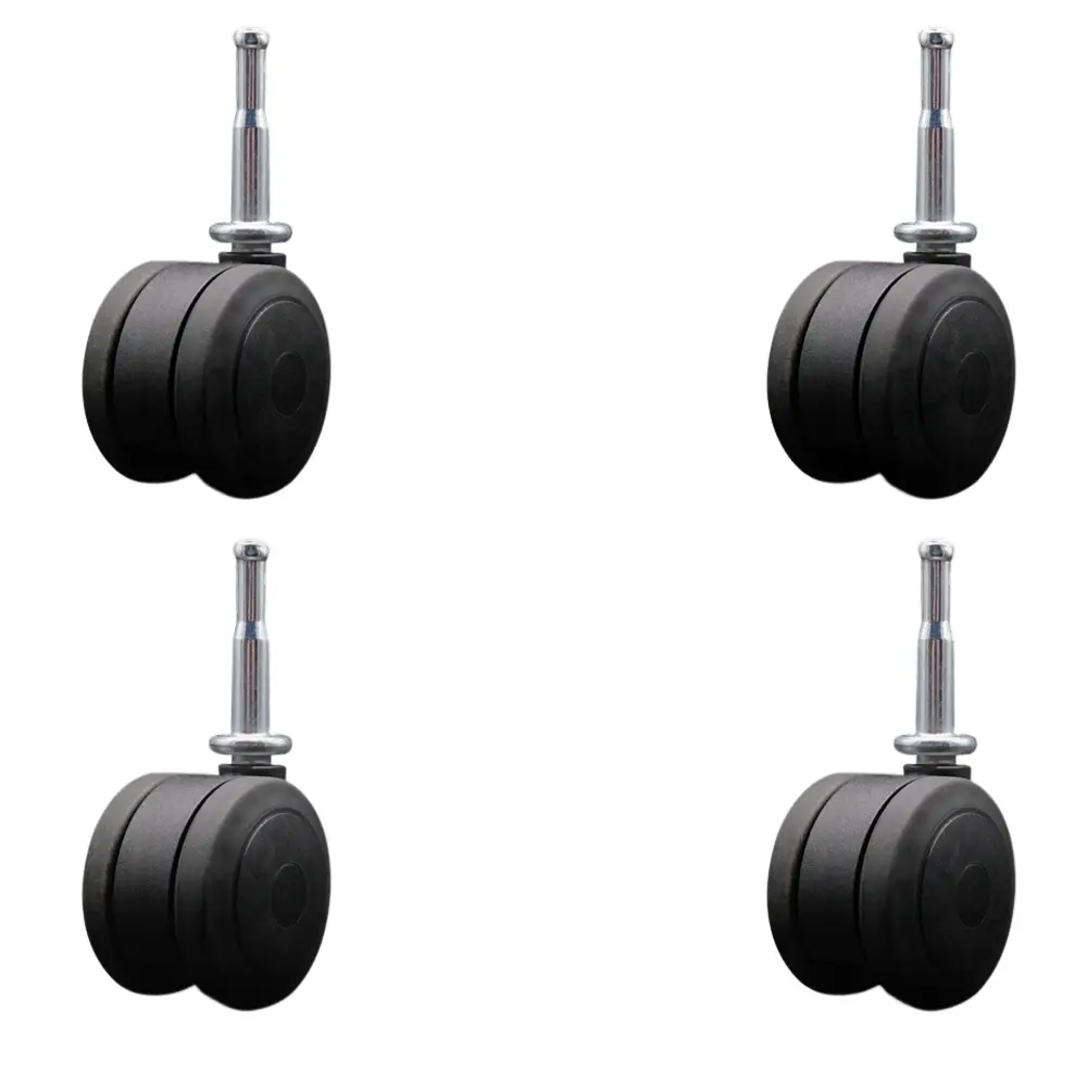 212 MAIN SCC-GN02S75-TPR-BLK-4 Swivel Office Chair Casters, 3 in. Heavy Duty Non-Marking Twin Thermoplastic Wheels, 0.31 in. Grip Neck Stems, Set of 4, Supports Up to 165 lbs Each/660 lbs Total, Supports Up To 165Lbs