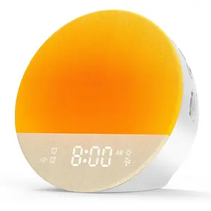 Clock Sound Machine Sleeping, Sunrise Digital  Clocks Bedrooms, Loud  Speaker Alarms Clock 23 White Noise Dual Alarms Snooze 12/24H Night Lights Timer USB  Dimmer, White
