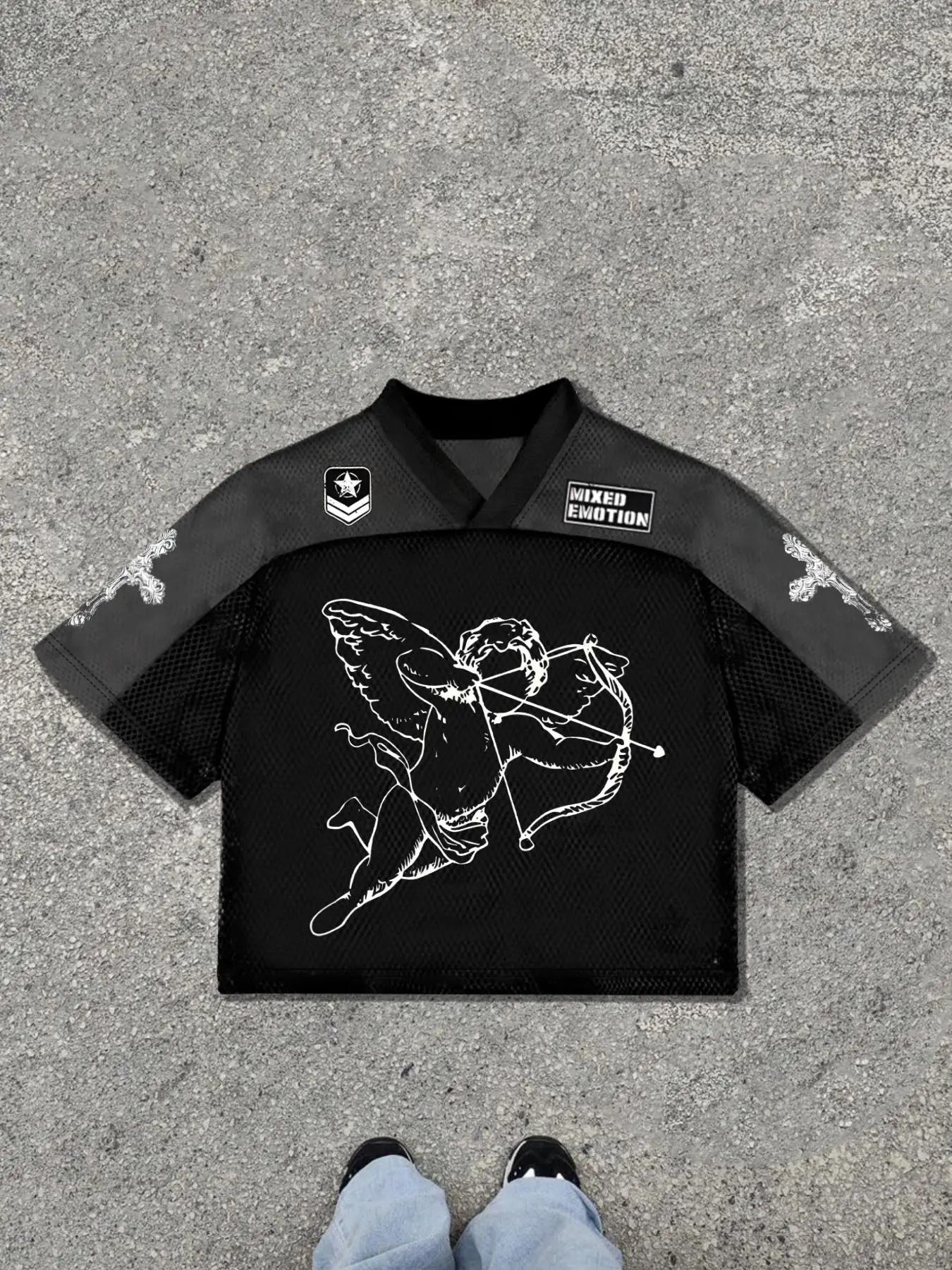 Men's Angel & Cupid Print Short Sleeve Casual Graphic Design Stylish Tee, Regular Fit Casual Comfy Breathable T-shirt for Daily Wear, Men's Top for Summer, Casual Summer Tees, Tropical