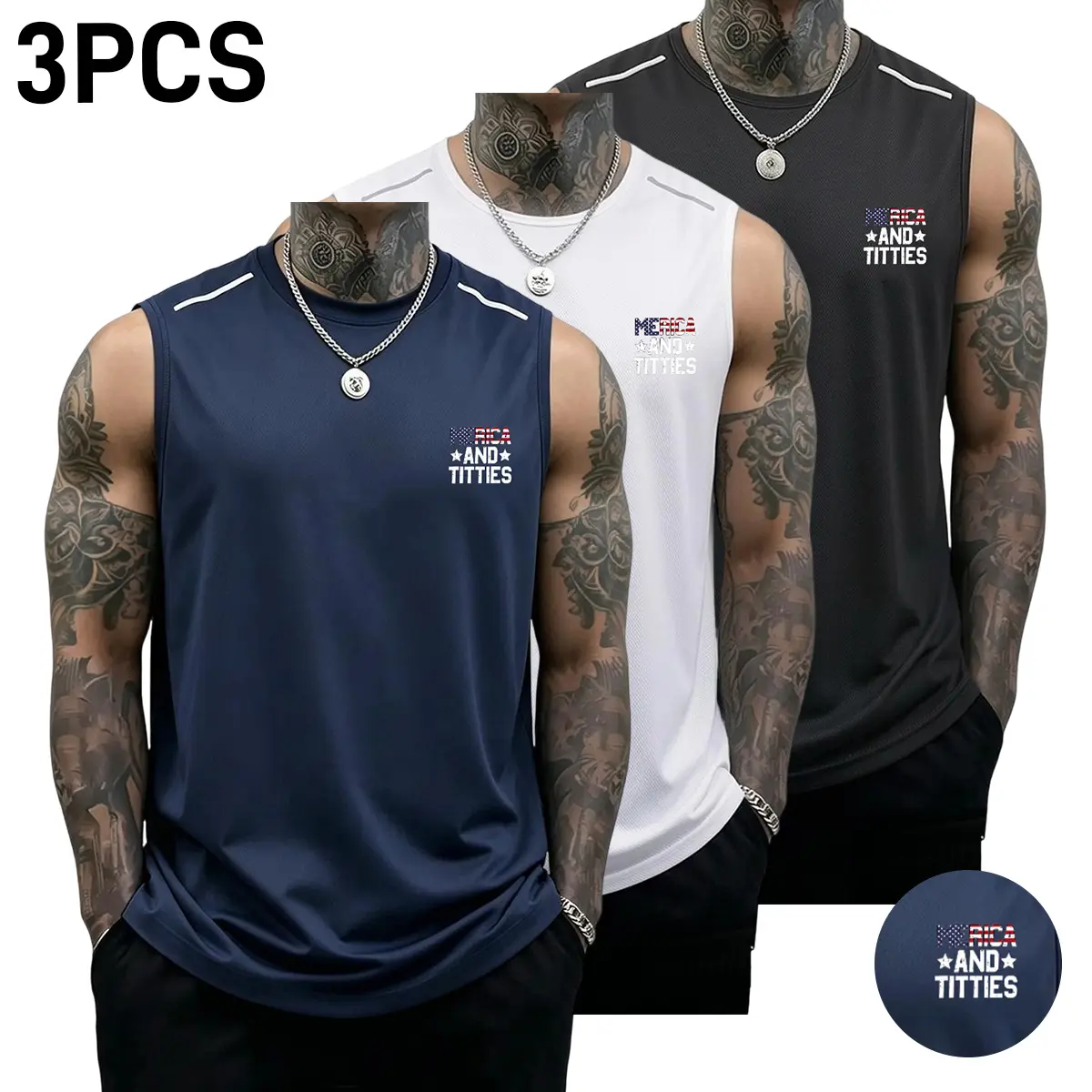 Men’s Fitted Cut Polyester Tank Top - Athletic Style Activewear, Quick-Drying Breathable Crew Neck Sleeveless Vest for Summer Outdoor Wear, Easy to Pair Activewear Tank Tops,back to school,back to school shopping, Outdoors