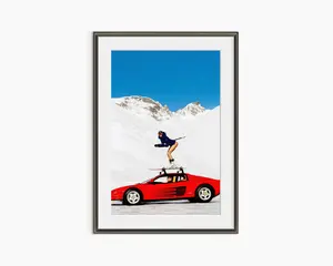 Off Piste Print, Tony Kelly, Photography Prints, Los Angeles, Fine Art Photo, Ski on Ferrari, Retro Poster, Museum Quality Photo Art Print