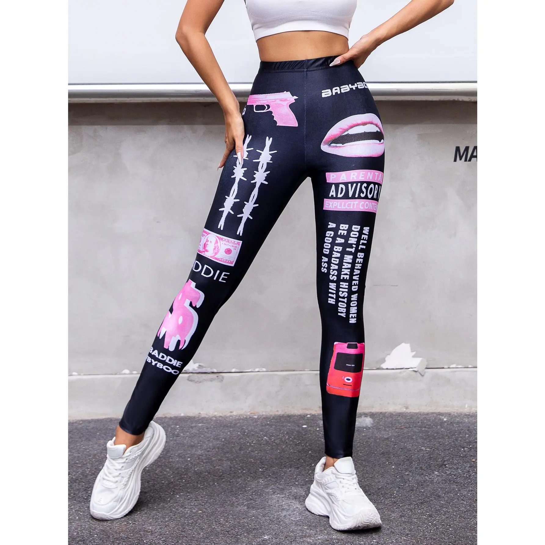 Polyester with glossy pink lip letters