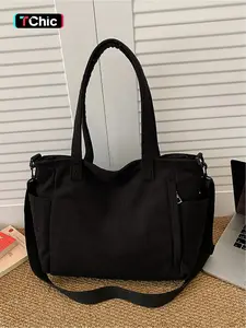 Simple Solid Color Large Capacity Tote Bag, Single Shoulder Women's Crossbody Bag, Ideal for Outdoor Use, Fashionable and Spacious