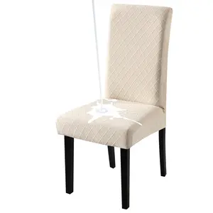 FULOON  100% Waterproof Dining Room Chair Cover Set ，Super Fit Stretch Jacquard Parson Chair Slipcovers Removable Washable Chair Protector for Home，Restaurant，Banquet.( Beige) kitchen chair cover