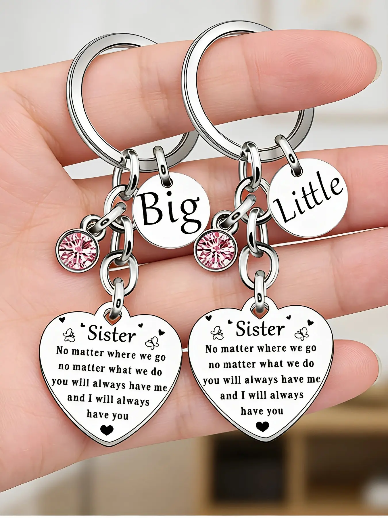 Mother's Day Gift Sisters Birthday Gifts Friendship Keychain, Keychain Cute, Hearts Letter Pattern Keychain, Fashion Accessories for Sisters, Unbiological Sister, Heart Design, All Seasons Usability, Heart Keychains, Keychain Set