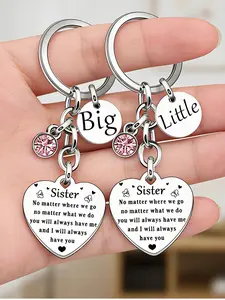 Sisters Birthday Gifts Friendship Keychain, Hearts Letter Pattern Keychain, Fashion Accessories for Sisters, Unbiological Sister