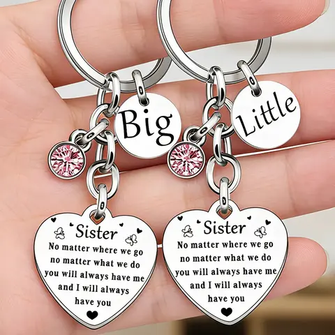 Mother's Day Gift Sisters Birthday Gifts Friendship Keychain, Keychain Cute, Hearts Letter Pattern Keychain, Fashion Accessories for Sisters, Unbiological Sister, Heart Design, All Seasons Usability, Heart Keychains, Keychain Set