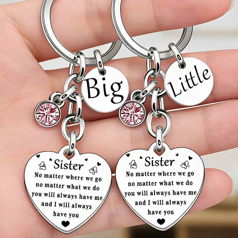 Mother's Day Gift Sisters Birthday Gifts Friendship Keychain, Keychain Cute, Hearts Letter Pattern Keychain, Fashion Accessories for Sisters, Unbiological Sister, Heart Design, All Seasons Usability, Heart Keychains, Keychain Set