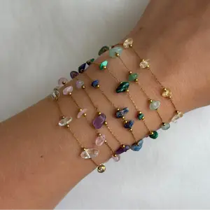 EVRY JEWELS Gold or Silver Plated Women's Hypoallergenic Healing Stone Angel Bracelet