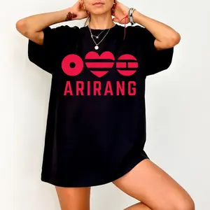 Bangtan Arirang World Tour Unisex T-Shirt, ARMY Bold Red Heart Arirang Logo Graphic Vintage Tee, Ideal Gift for K-Pop Fans