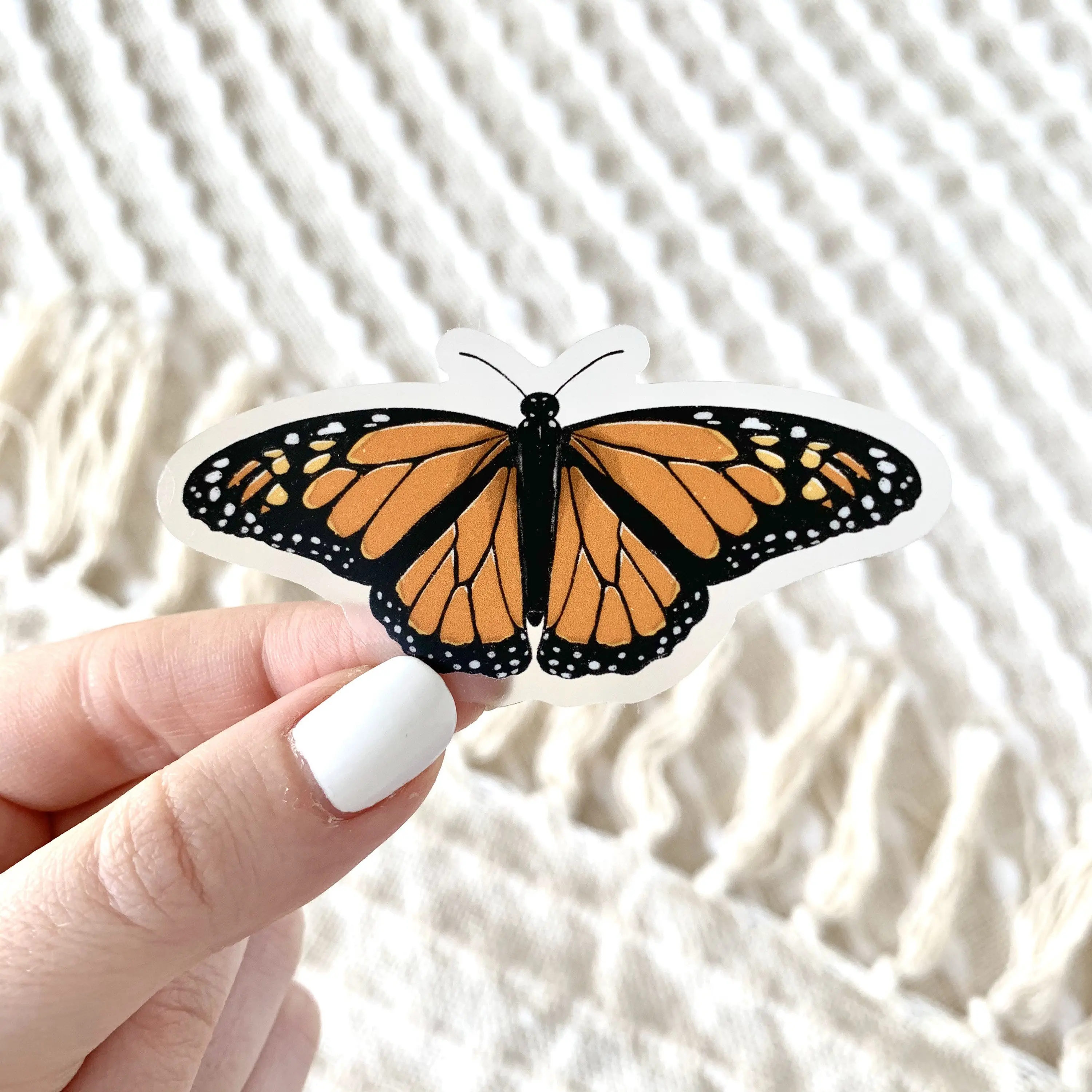 Clear Monarch Butterfly Waterproof Vinyl Sticker, 3x1.5"
