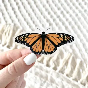 Clear Monarch Butterfly Waterproof Vinyl Sticker, 3x1.5"