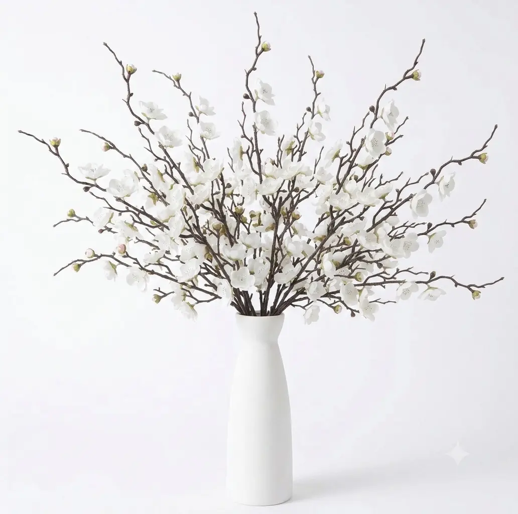 12pcs/30pcs 23.6in Winter Artificial White Magnolia Silk Flower Bouquet, Faux Snow Floral Centerpiece, Plastic Decorative Plants, Living Room Decor, Evening Wedding Arrangements (Vase Not Included) | For Casual & Commercial Use
