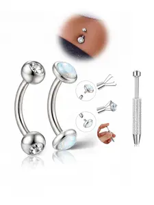 Small Gold Belly Button Ring For Women - 316L Stainless Hypoallergenic Threaded Dainty Belly Button Piercing Tiny Floating CZ Simple Belly Rings Curved Barbell Piercing Jewelry, Be Equipped With Piercing Ball Grabber Tool