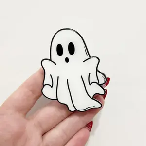 Ghost Phone Grip Halloween Kindle Accessory Compact Durable Magnetic Stand MagSafe Compatible Adapter Ring Included Easy to Clean