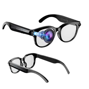 Video Smart Glasses, 2MP Anti-Shake Camera, Hands-free Video Recording, 2 Lenses (Transparent + White), Sports Smart Glasses, Wireless Smart Glasses, Bluetooth Calling, Real-Time Translate, Magnetic Charging, 39G Lightweight, Multifunctional Smart Glasses
