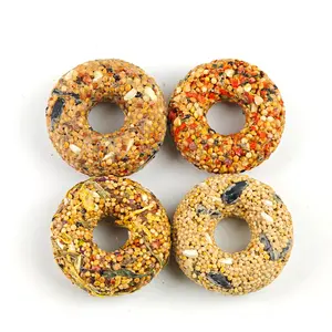 Parrot Chew Toy Grain Donut Natural Molar Snack for Pet Birds Ideal for Training Reward Bird Food Feeding Supplies Fun Engaging Treat