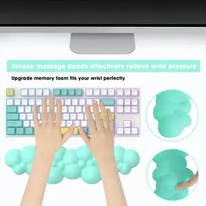 Keyboard Cloud Wrist Rest,PU High Density Memory Foam with Non-Slip Base for Typing Pain Relief,Ergonomic Keyboard Pad with Wrist Support for Home Office/Computer/Laptop/Gaming/Mac computer pad keyboard padu Cloud Shaped