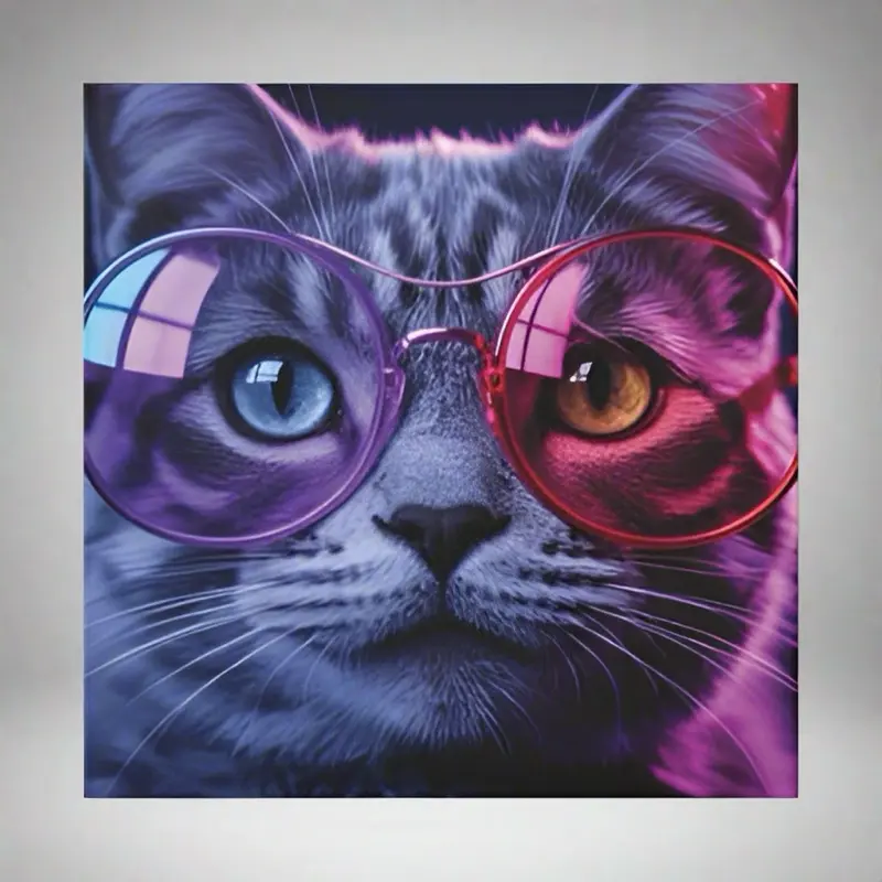 LMX Neon Cat Glasses — 30x30 Canvas Wall Art Decor