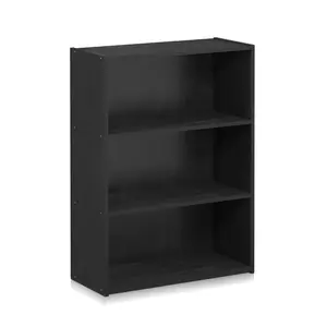 3-Tier Sturdy Compact Bookcase - 9.7x23.7x31.5 in Simple-Look Americano Indoor Storage Shelf for Living Room, Home Office