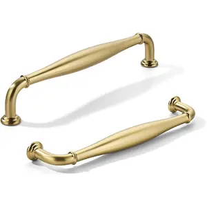 10 Pack 5inch(128mm) Hole Center Champagne Bronze Cabinet Pulls Solid Heavy-Duty Honey Bronze Tradition Handles Hardware for Bathroom Dressers Pull cabinets