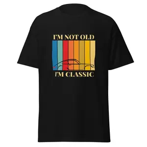 Women's classic car enthusiast, automotive nostalgia, humor about aging Graphic T-Shirt - Short Sleeve Crew Neck Regular Fit Casual Wear | Soft & Breathable Fabric, Durable Print, Everyday Comfort, Machine Washable, retro vintage with bold typography and