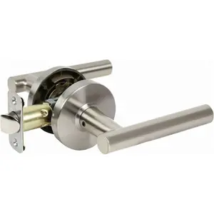 212 MAIN Pamex Passage Lockset, Grade 3, Satin Nickel, Lever Handle, Round Rose, Round Lever Design