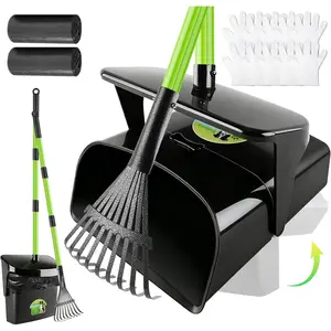 38" Adjustable Handle Pooper Scooper Swivel Bin & Rake with 50 Waste Bags for Large Medium Small Dogs, Easy Clean Pet Waste for Yard Grass Dirt Concrete Gravel