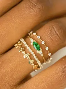 4 Pcs/Set Pretty Cubic Zirconia Stackable Rings For Women For Wedding Engagement Anniversary Party Jewelry Valentine's Day Gift