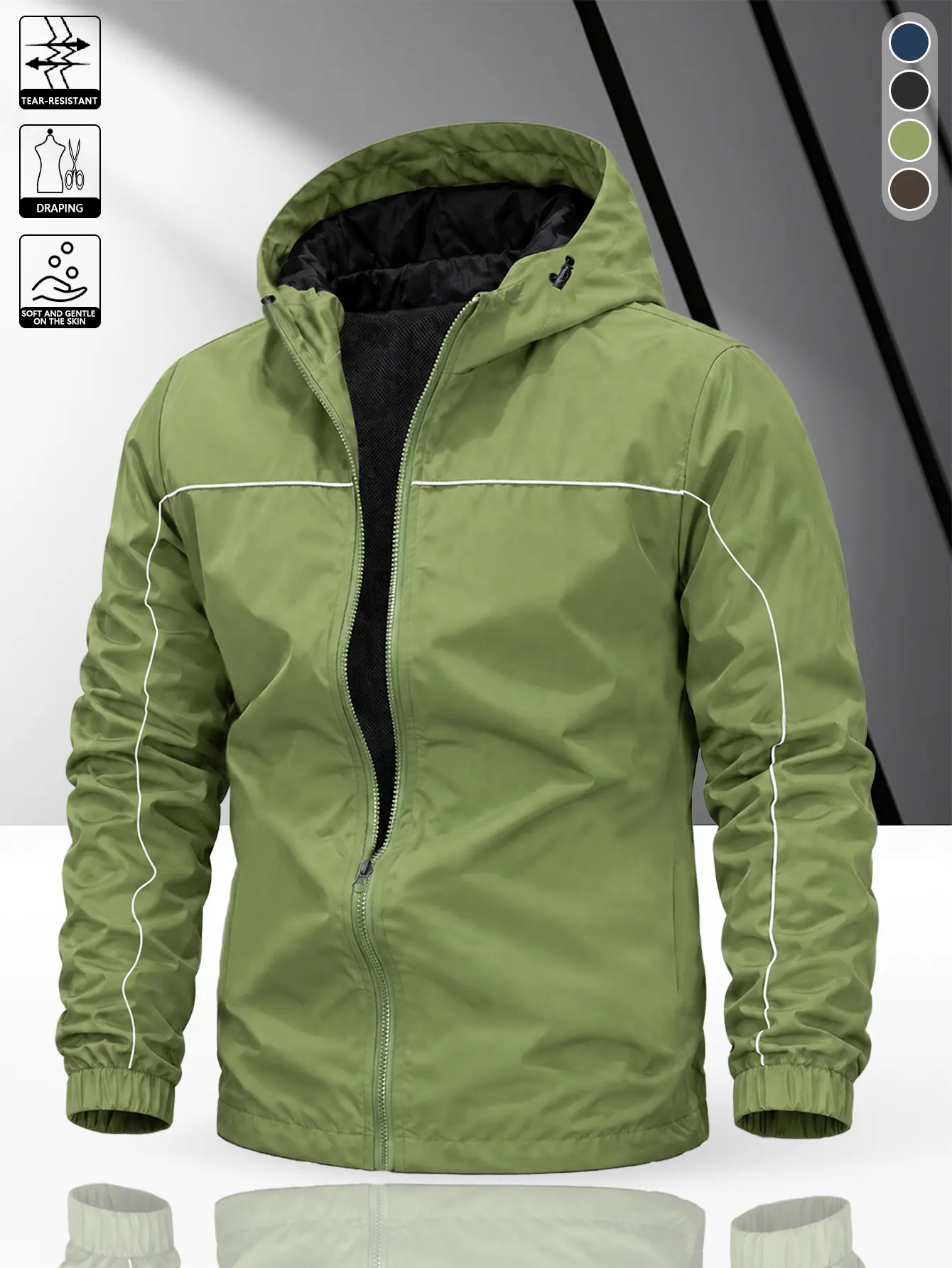 Men’s Y2K high-street style athletic jacket | Lightweight waterproof top available in multiple colors, minimalist outdoor hooded windbreaker suitable for everyday wear, multifunctional jacket