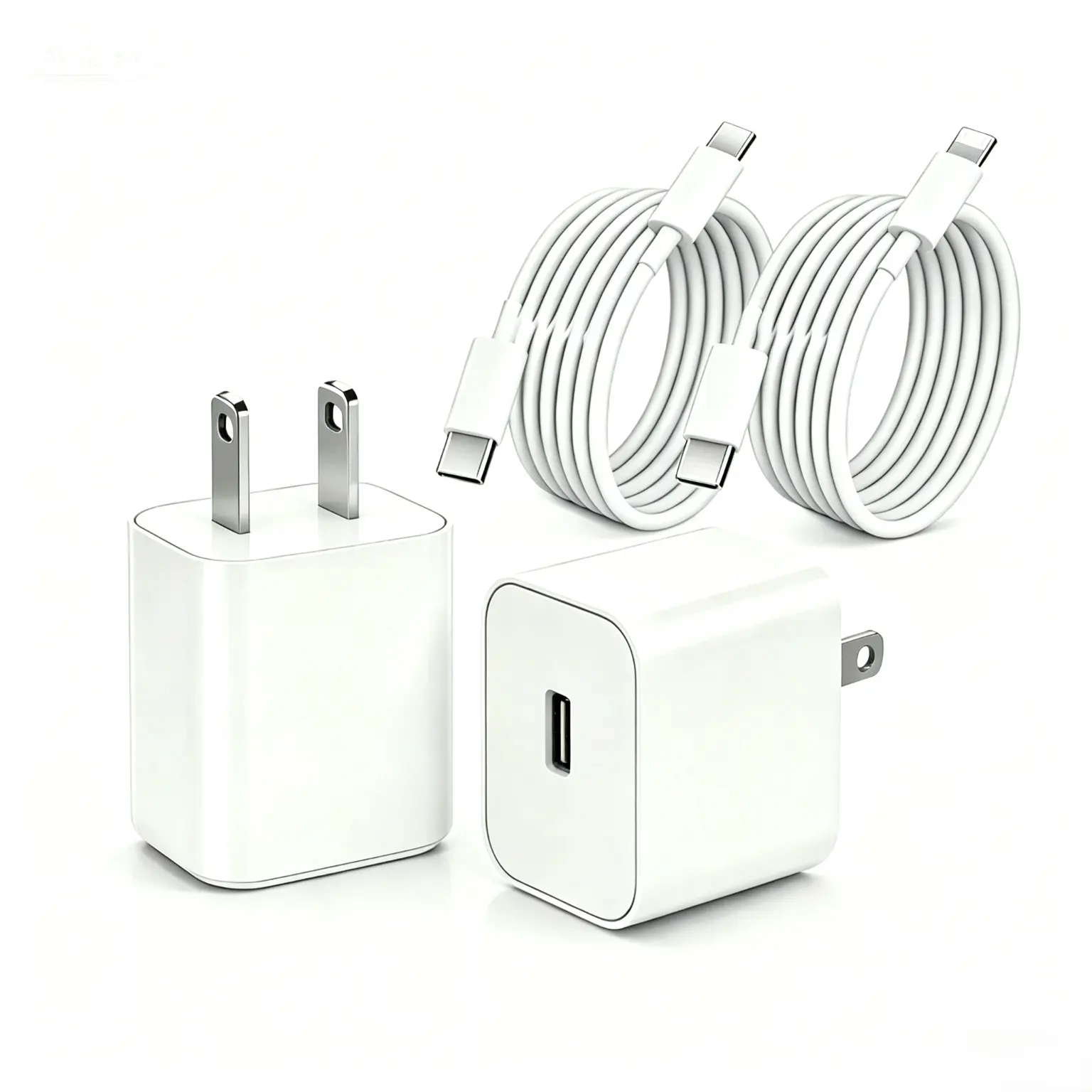 Multi-Device Fast Charging Bundle: 2-Pack 30W USB-C Wall Chargers with 5ft Type-C & Lightning Cables for iPhone 17/16/15/14/13/12, iPad, Samsung & Android Electronic Smartphone