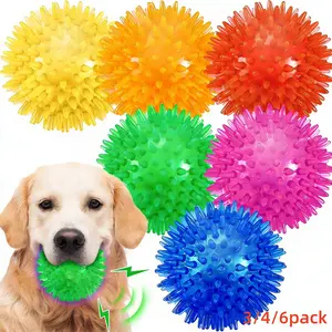 Dog Toys Ball, 3/4/6 Pack Squeaky Dog Toys, Durable Dog Toys for Aggressive Chewers, Spiky Dog Ball for Clean Teeth And Training, Fetch Toys for Large Dogs, Puppy Chew Toys for Teething