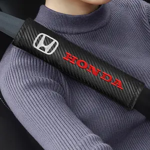 Leather Car Seat Belt Cover Soft Safety Strap Padding Embroidered Shoulder Pads for Honda Civic Accord Fit City Vezel Crv Hrv Odyssey Jazz Prelude Insight