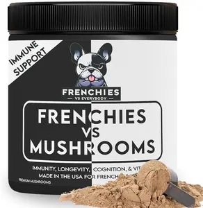 Frenchies vs Everybody: French Bulldog Immunity Boosting Food Topper with 7 Mushrooms including Turkey Tail, Reishi, & More with additional Omega-3s & Organic Turmeric!