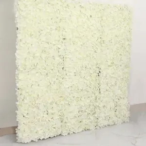 11 Sq ft. Cream UV Protected Hydrangea Flower Wall Mat Backdrop - 4 Artificial Panels