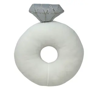 Its About Time Weddings Diamond Shaped Throw Pillow with Rhinestone Accents, White, Bachelorette Party Gift