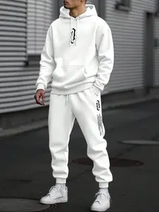 Men's Sweatpants with Hoodie 2 Piece Set College Style Casual Long Sleeve Sport Workout Jogging Fashion Outfits Suit