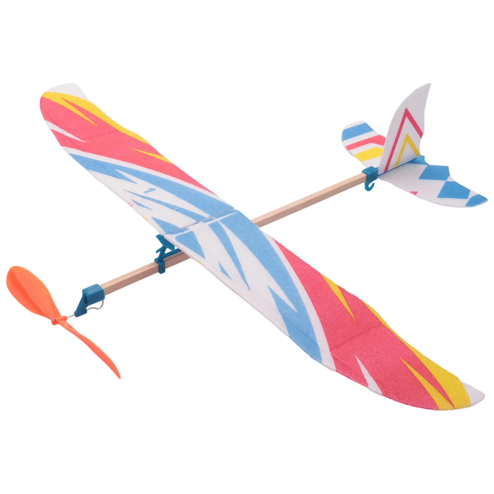 Bi-plane Model Kit for Kids, Easy-Assembly Wooden & Foam Glider, Rubber Band-Powered Educational Outdoor Toy