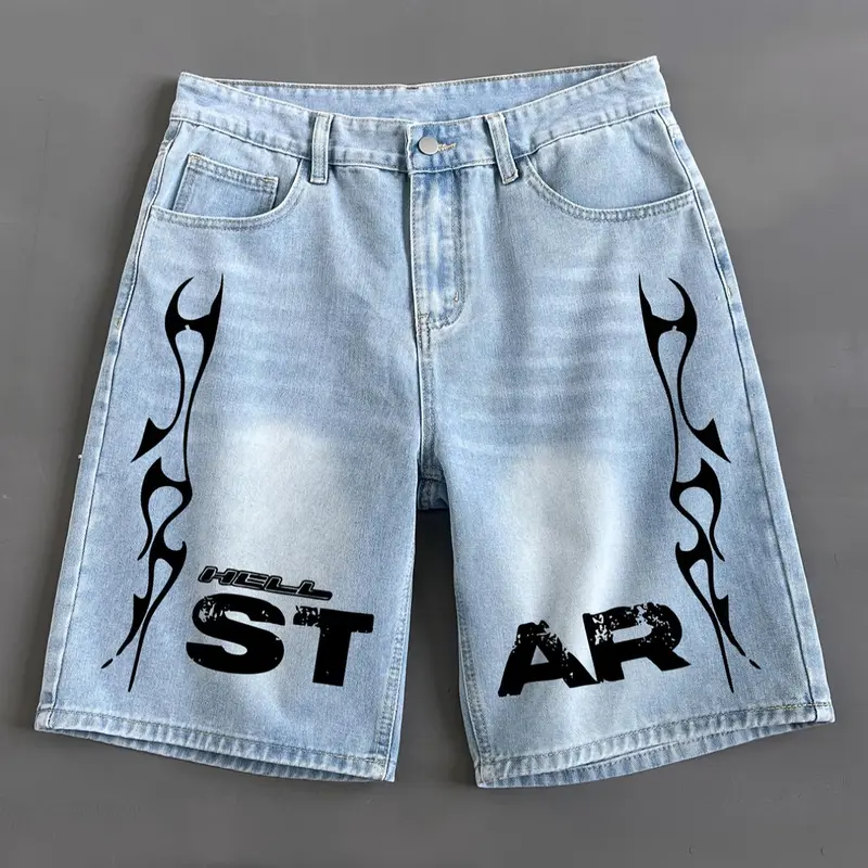 Men's Letter & Star Print, Casual Comfy Loose Fit Graphic Shorts for Summer, Casual Fashionable Shorts, Fashion Men's Bottoms for Daily Wear